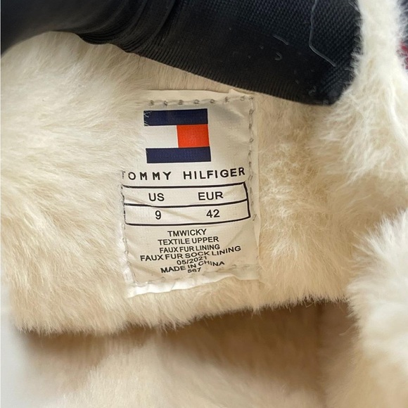 Tommy Hilfiger Slippers Mens Comfort Faux Fur Lined Mocassin Plaid Red Wicky New - Picture 4 of 11